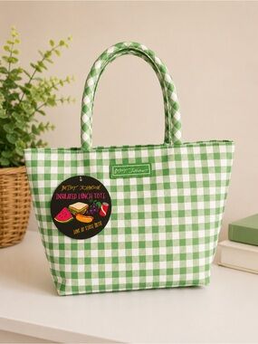 Betsey Johnson | Kelley Green Gingham Insulated Lunch Tote